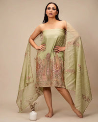 Sage Paisley Border Suit Design