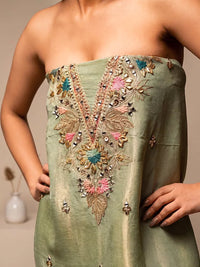 Taupe Bird and Floral Suit Design