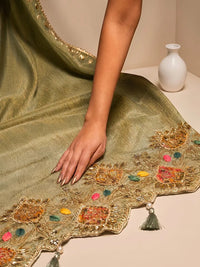 Sage Floral V-Neck Panel Suit Design