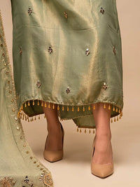 Sage Floral V-Neck Panel Suit Design