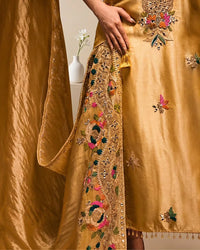 Mustard Floral Embellished Suit Design