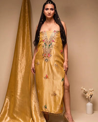Mustard Floral Embellished Suit Design
