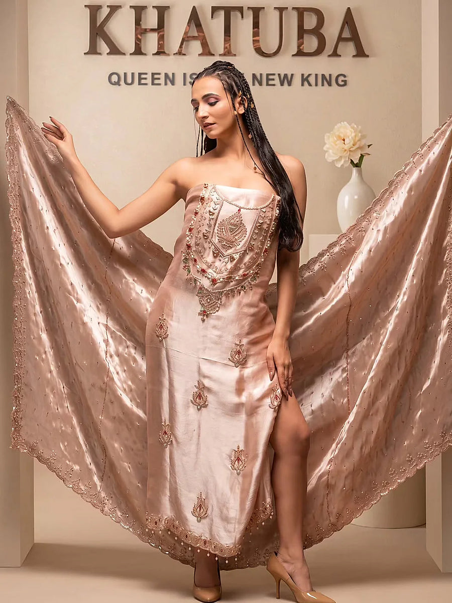 Blush Layered Neckline Suit Design