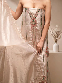 Ivory Geometric V-Panel Suit Design