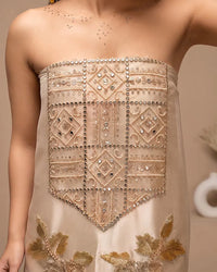 Champagne Geometric Panel Suit Design
