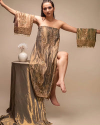 Charcoal Gold Ornamental Suit Design