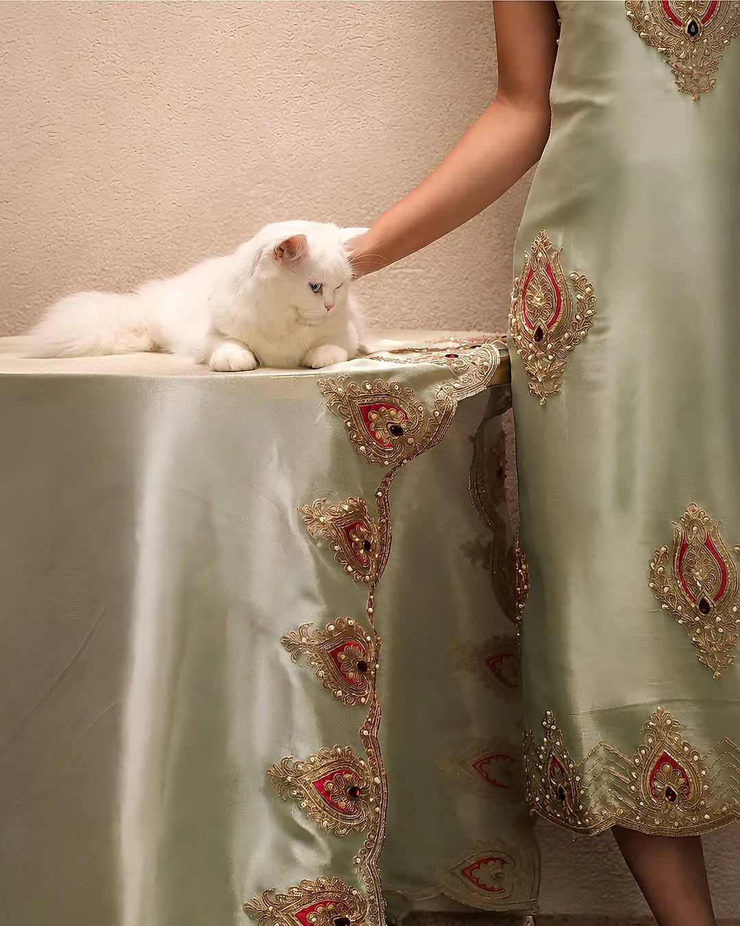 Pistachio Teardrop Motif Suit Design