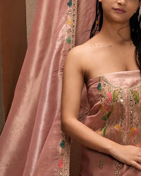 Rose Pink Multicolour Neckline Suit Design