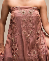 Dusty Rose Floral Border Suit Design