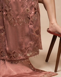 Dusty Rose Floral Border Suit Design