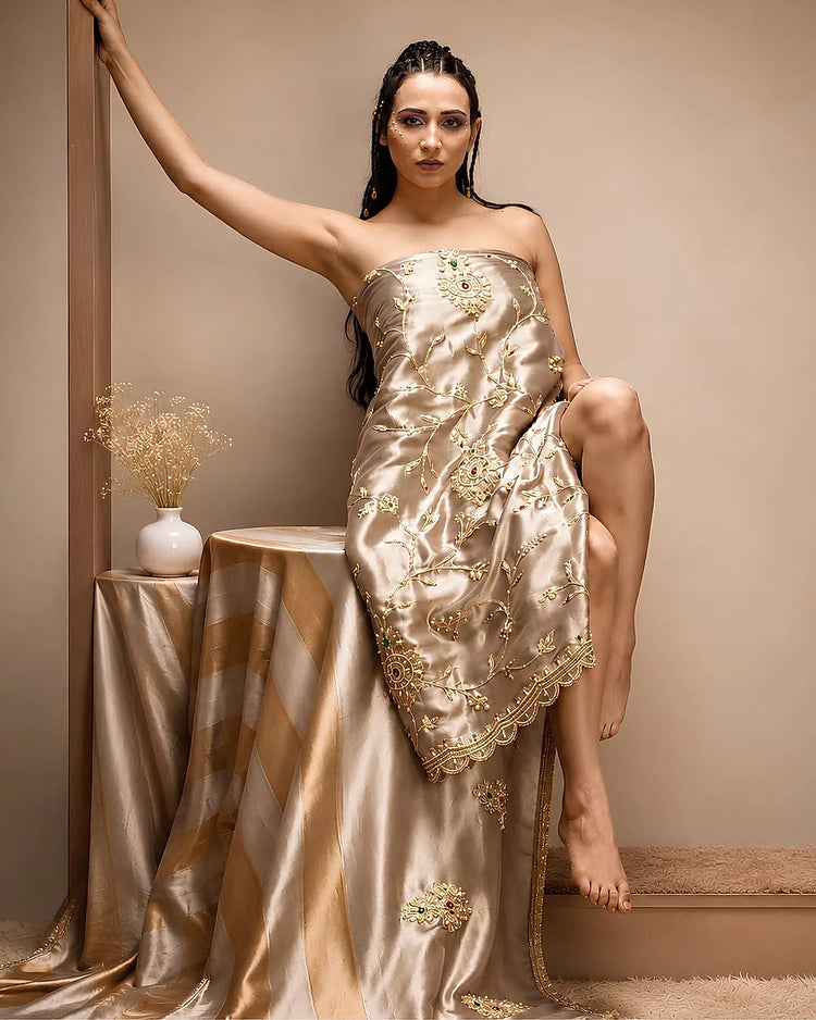 Champagne Lattice Medallion Suit Design