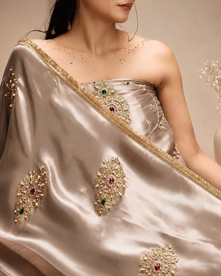 Champagne Lattice Medallion Suit Design