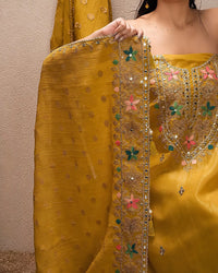 Mustard Multicolour Embellished Suit Design