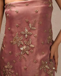 Rose Pink Gold Floral Motif Suit Design