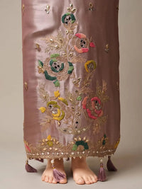 Blush Floral Neckline Panel Suit Design