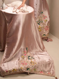 Blush Floral Neckline Panel Suit Design