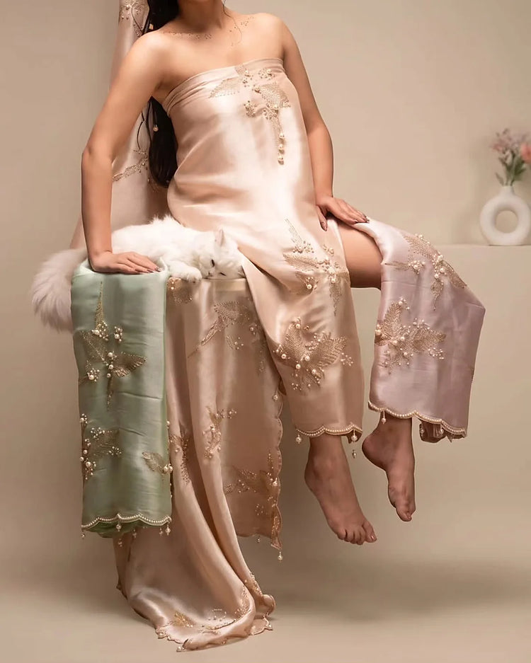 Champagne Scattered Floral Suit Design