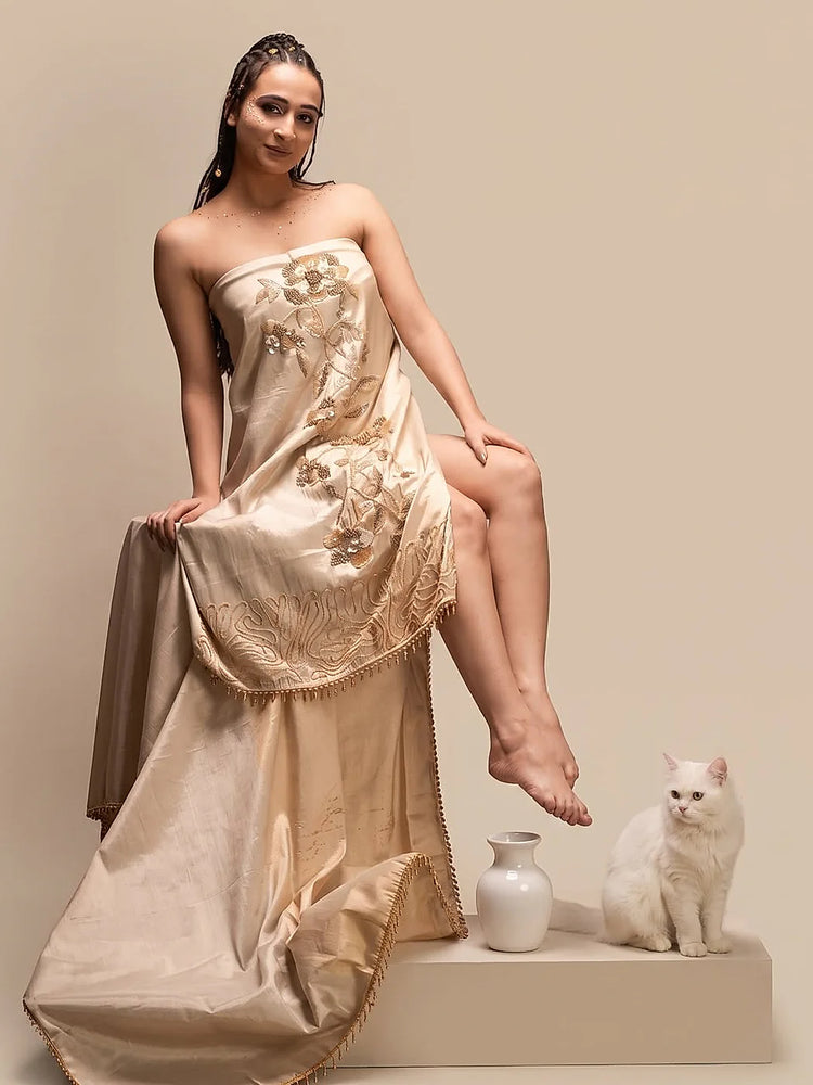 Ivory Gold Botanical Suit Design
