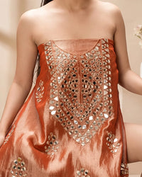 Terracotta Reflective Neckline Suit Design