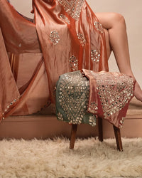 Terracotta Reflective Neckline Suit Design