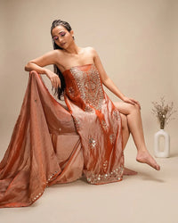 Terracotta Reflective Neckline Suit Design