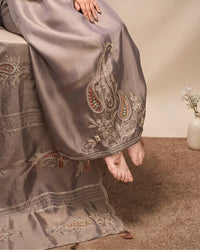 Taupe Paisley Motif Suit Design