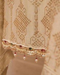 Ivory Jewel-Tone Neckline Suit Design