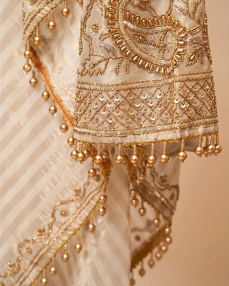 Ivory Gold Paisley Panel Suit Design