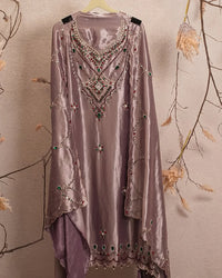 Mauve Jewel-Tone V-Neck Suit Design
