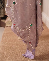Mauve Jewel-Tone V-Neck Suit Design