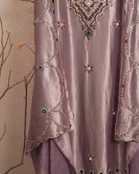 Mauve Jewel-Tone V-Neck Suit Design