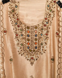 Champagne Multicolour Embellished Suit Design