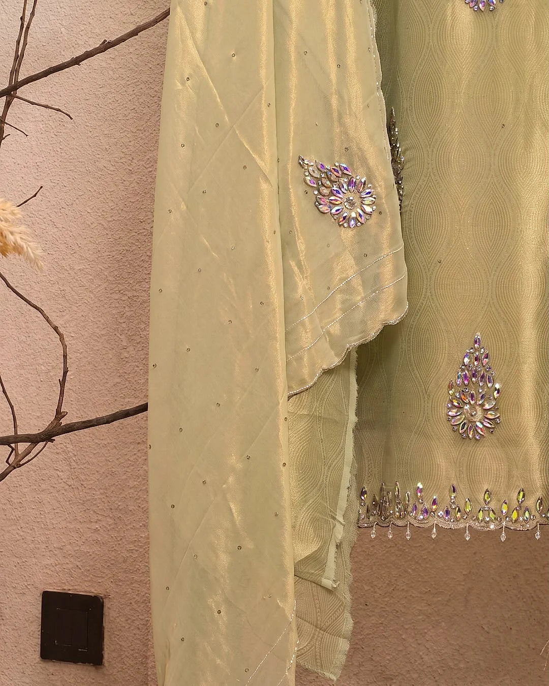 Lemon Ornamental Motif Suit Design