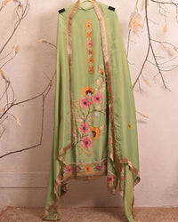 Pistachio Floral Panel Suit Design