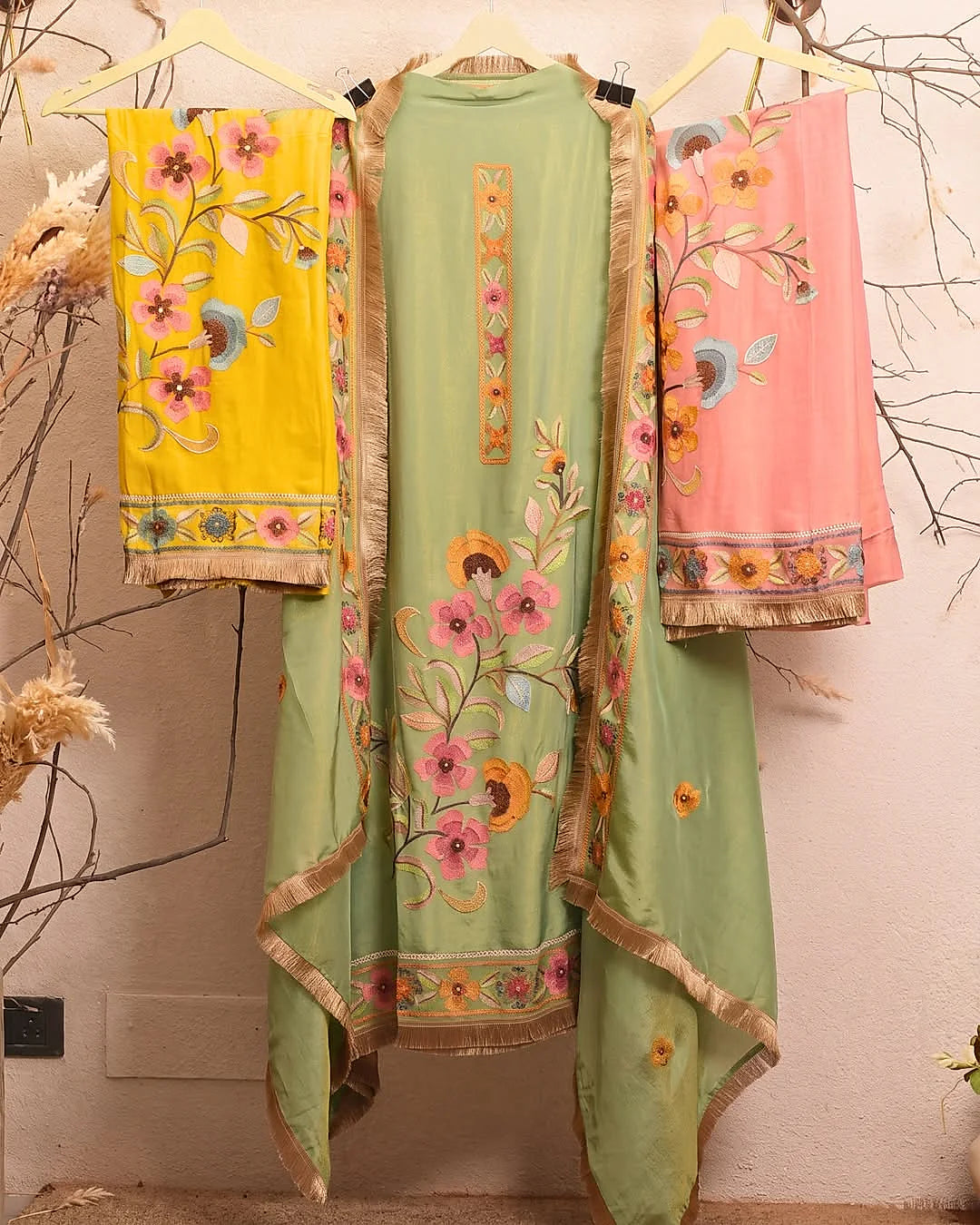 Pistachio Floral Panel Suit Design