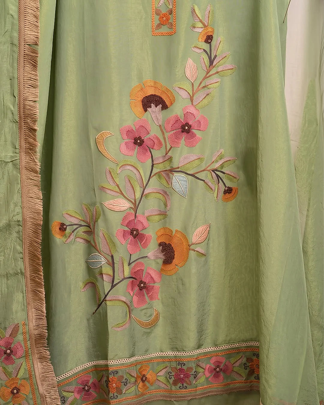 Pistachio Floral Panel Suit Design