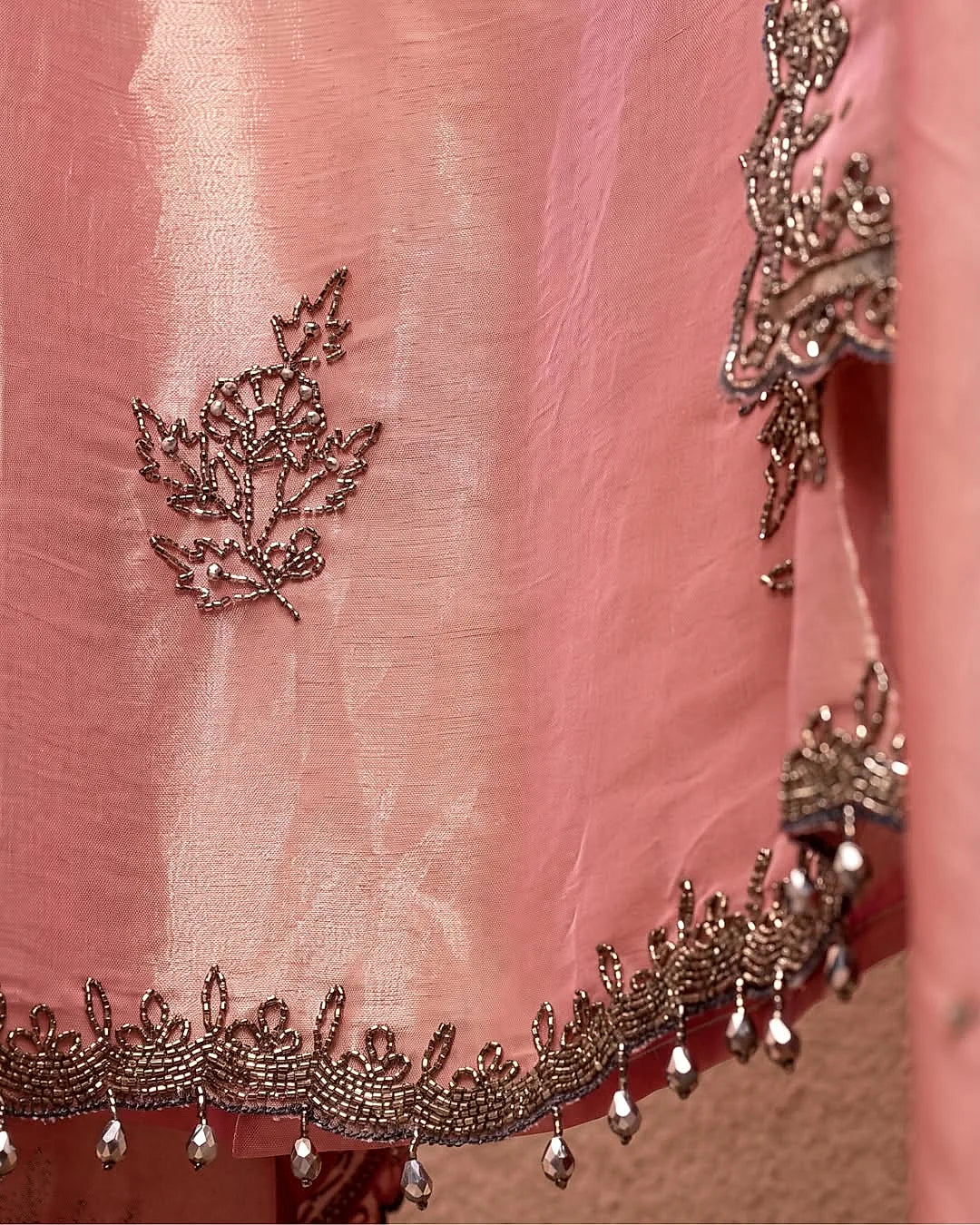 Rose Pink Dark Floral Motif Suit Design