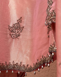 Rose Pink Dark Floral Motif Suit Design