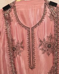 Rose Pink Dark Floral Motif Suit Design