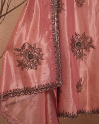 Rose Pink Dark Floral Motif Suit Design