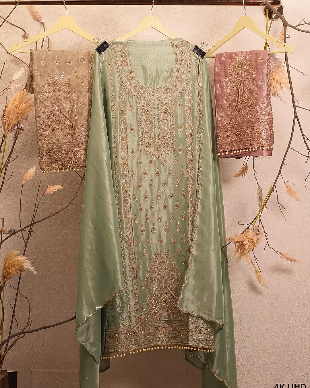 Mint Ornamental Front Panel Suit Design