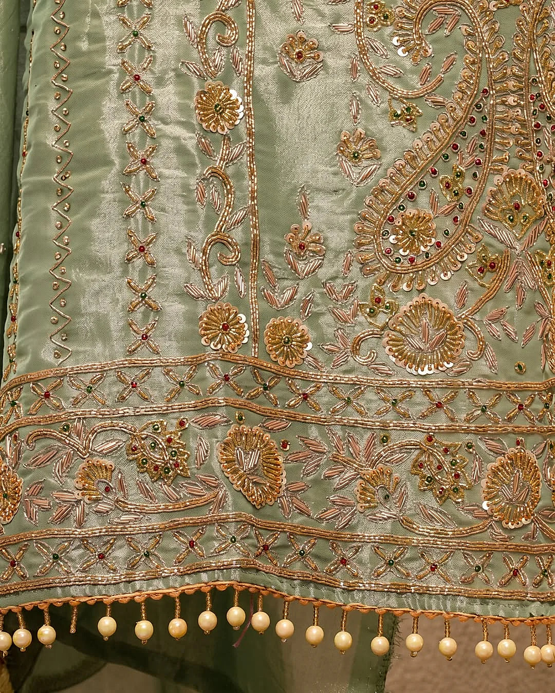 Mint Ornamental Front Panel Suit Design