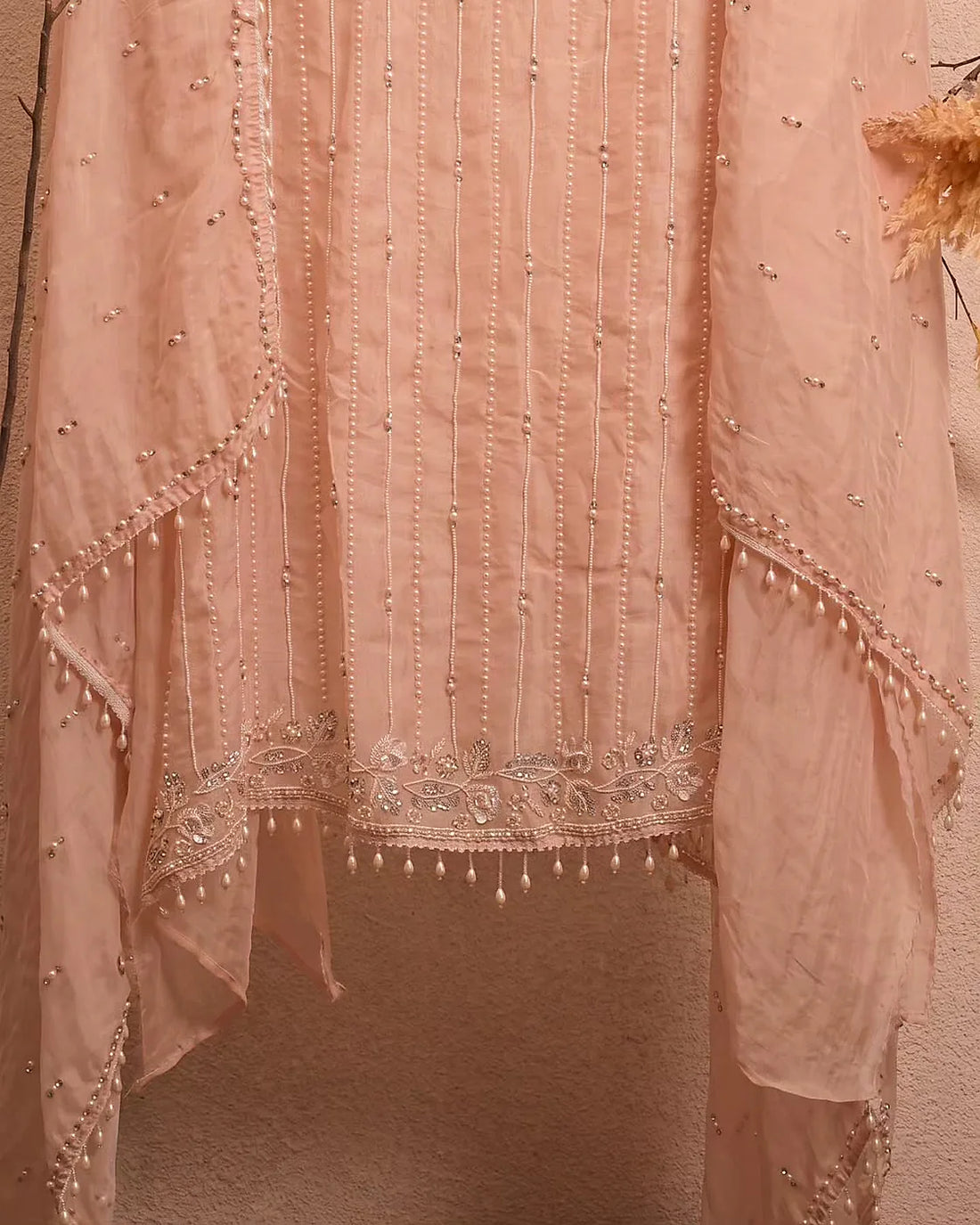Peach Fine Ornamental Suit Design