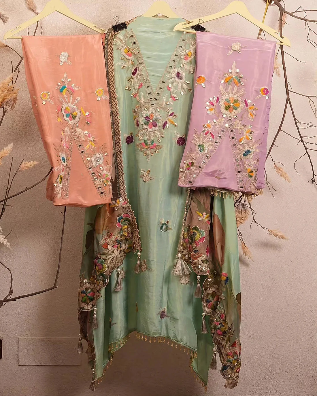 Mint Multicolour Botanical Suit Design