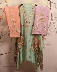 Mint Multicolour Botanical Suit Design
