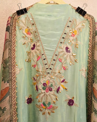 Mint Multicolour Botanical Suit Design