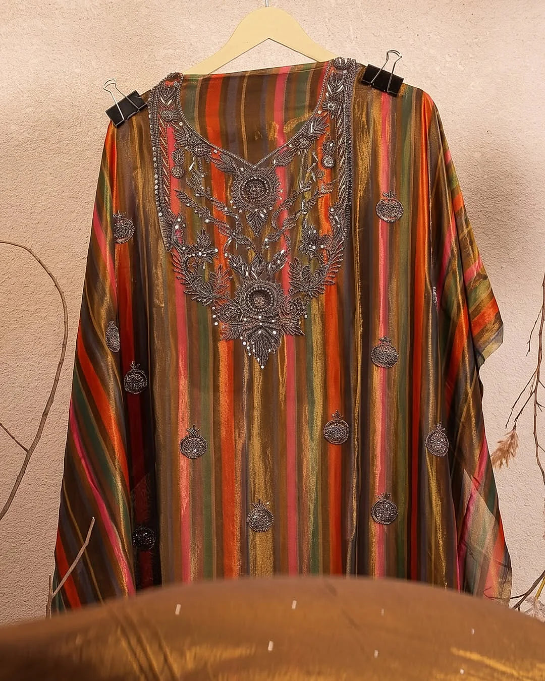 Multicolour Stripe Embellished Suit Design