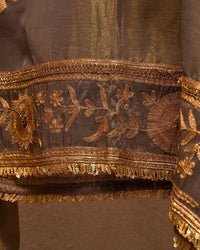 Taupe Gold Botanical Border Suit Design