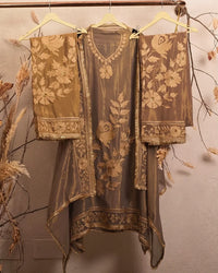 Taupe Gold Botanical Border Suit Design