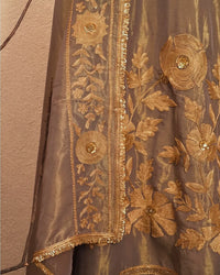 Taupe Gold Botanical Border Suit Design